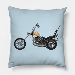 Chopper Motorcycle 1950 cartoon illustration Pillow