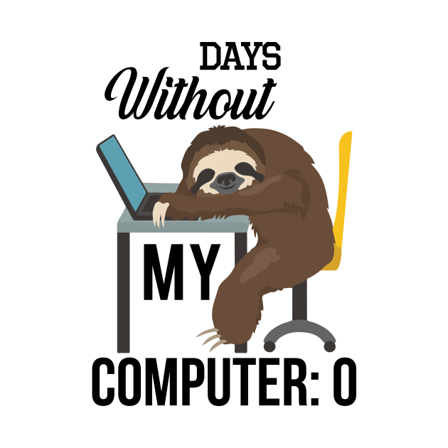 Sloth Computer Gaming Coding Programming Funny by Mellowdellow