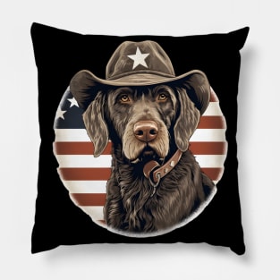 Patriotic German Wirehaired Pointer Pillow