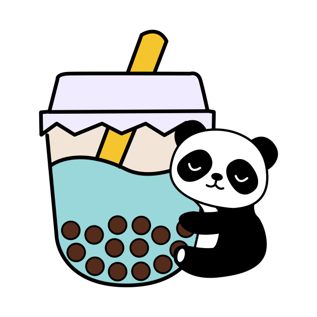 Adorable Panda Baby Bubble Tea Hug Kawaii Blue by 4U2NV-LDN