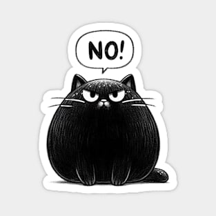 Black Cute Cat Says No Magnet