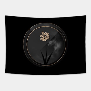 Shadowy Ixia Maculata Botanical on Black and Gold Tapestry