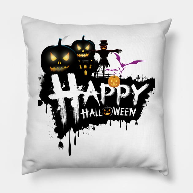 Happy Halloween Pillow by Blue Diamond Store