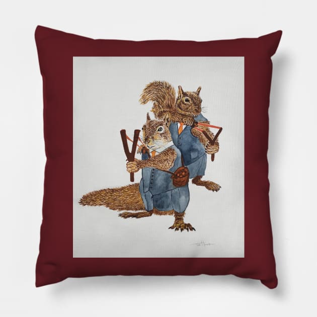 Acorn Brothers Pillow by TIMHANCOCKART1