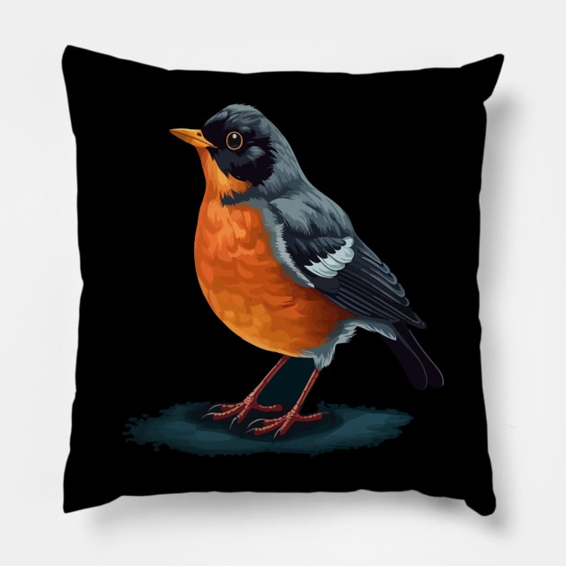 American Robin Smiling Pillow by JH Mart