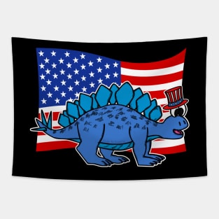 4th July Stegosaurus American Flag Dinosaur Tapestry