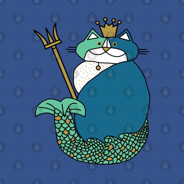 Kevin the Cat Mermaid King by ellenhenryart