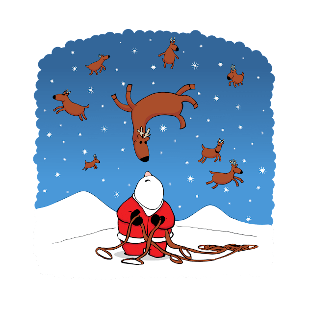 Santa Wrangling Flying Reindeer by dittmitx