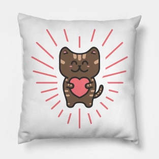 Cute Brown Tabby Love Cat Pillow