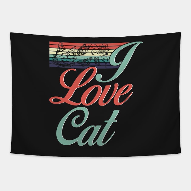 I Love Cat Tapestry by D3monic