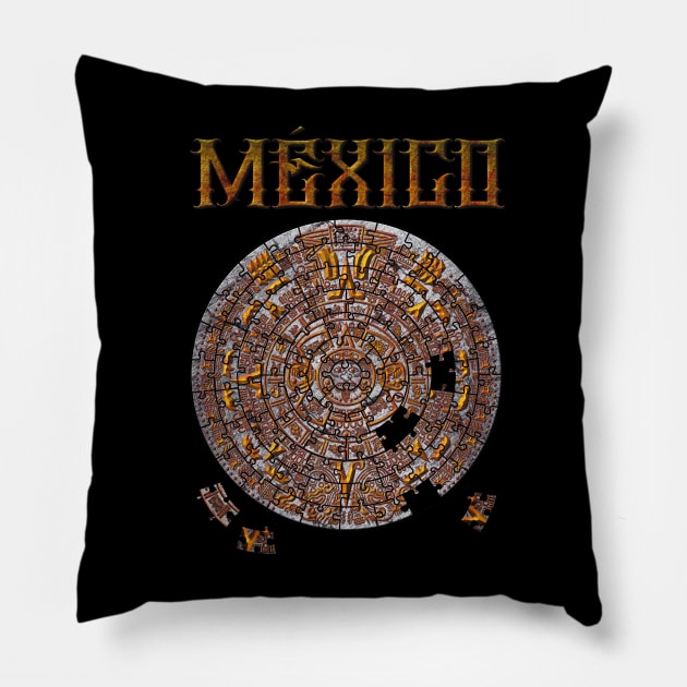 Aztec Calendar Puzzle Pillow by Velvet Love Design 