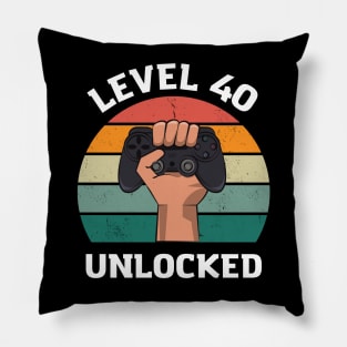 Level 40 Unlocked Birthday 40 T-shirt Pillow