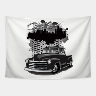 1948 Black Chevy Pickup Truck Detroit Iron Tapestry