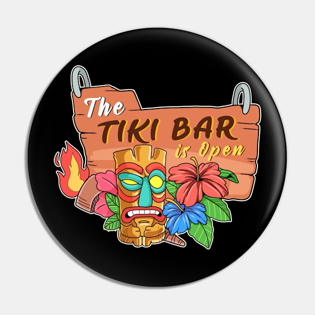 Awesome The Tiki Bar Is Open Gift Print Hawaiian Island  Product Pin by Linco