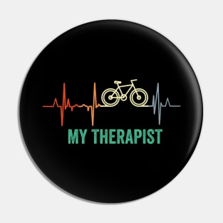 My Therapist Vintage Bicycle Heartbeat Funny Bike Riding Rider Cycling Pin