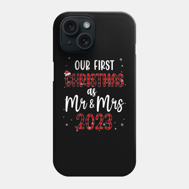 Couple Wife Husband Our First Christmas As Mr And Mrs 2023 Phone Case by James Green