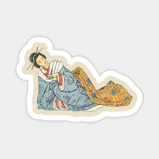 Vintage Asian Lady in Blue Kimono Magnet