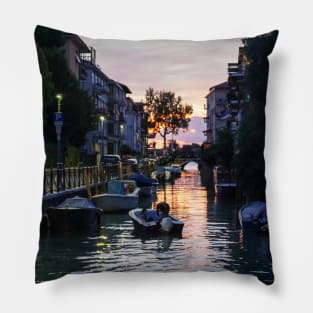 Venetian Romance: A Sunset Over the City of Love Pillow