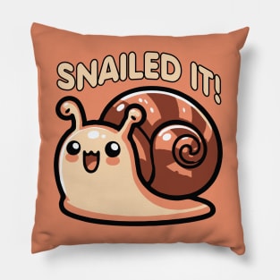 Snailed It Funny Snail Pun Pillow