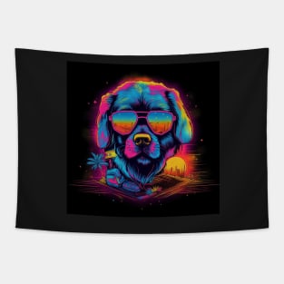 Neon colored dog design Tapestry