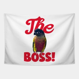 The Boss Green Cheek Conure Parrot Bird, Love for birds Tapestry