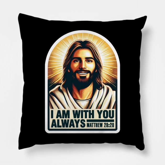 Matthew 28:20 I Am With You Always Jesus Christ Pillow by Plushism