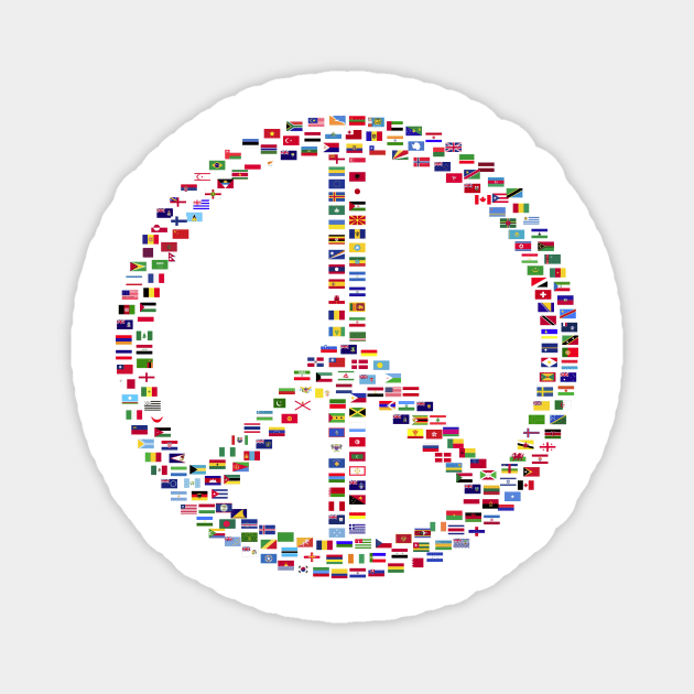 International Day of Peace Sign Flags of the World Magnet by Sanu Designs