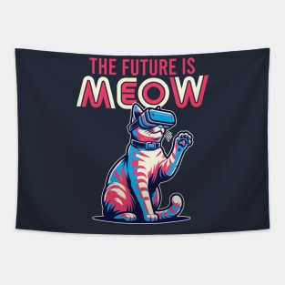 The Future Is Meow, Funny 80's Vaporwave Cat Tapestry