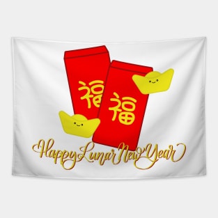 Lunar New Year Red Envelope and Golden Nugget Tapestry