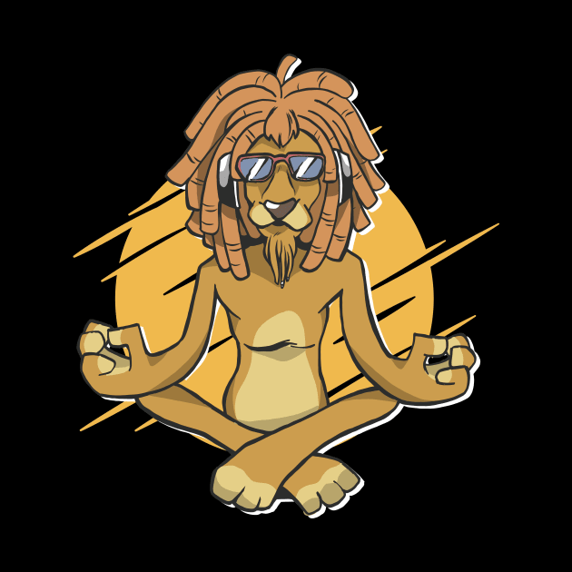 Reggae Lion Cartoon Meditation Yoga Fitness Exercise by OfCA Design