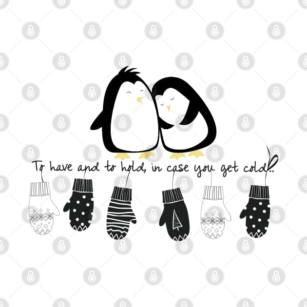 Winter quotes wih cute penguin couples design by Sticker deck