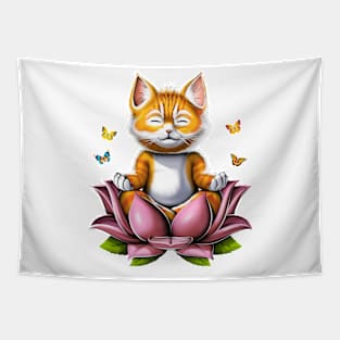 Kawaii Cat Meditation Tapestry