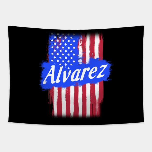 American Flag Alvarez Family Gift For Men Women, Surname Last Name Tapestry by darius2019