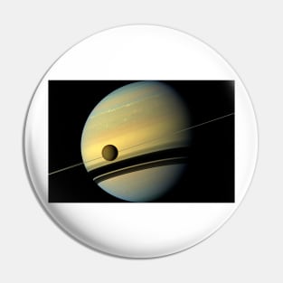 Titan and Saturn, Cassini image (C023/2224) Pin