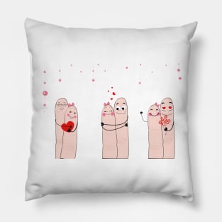 Funny finger couple valentine day Pillow