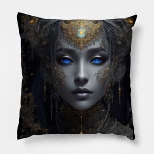 Divine Radiance: Enigmatic Celestial Being Pillow