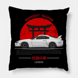 White Supra mk4 Midnight Racer Pillow