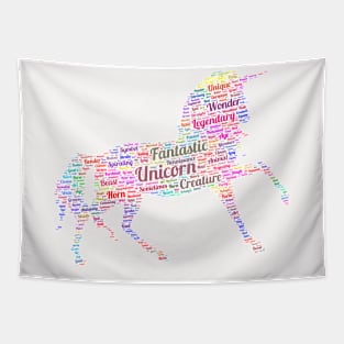 Unicorn Mystic Animal Horse Wildlife Text Word Cloud Tapestry