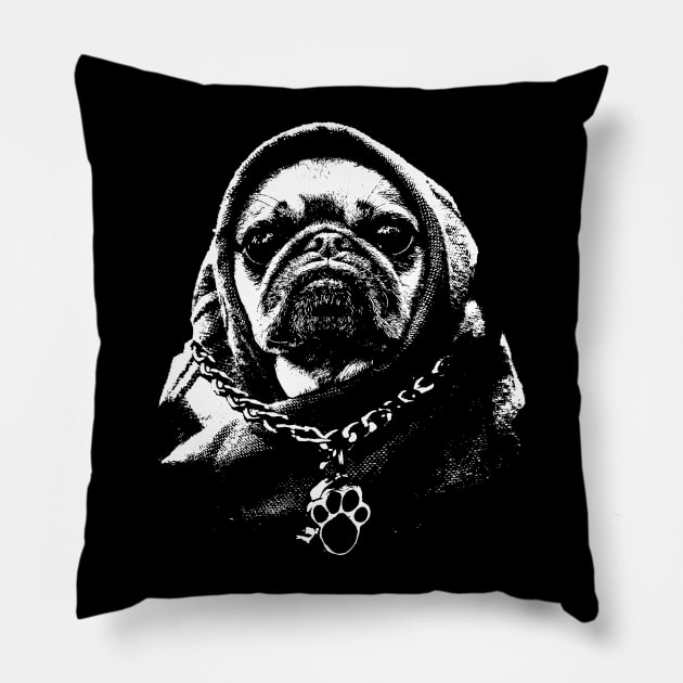 Gangsta Pug Thug Pillow by Elvdant