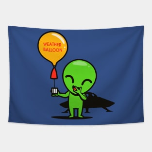 Funny Cute Kawaii Alien Weather Balloon E.T. Conspiracy Theory Cartoon Tapestry