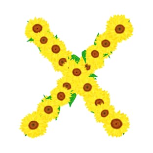 Sunflowers Initial Letter X (White Background) T-Shirt