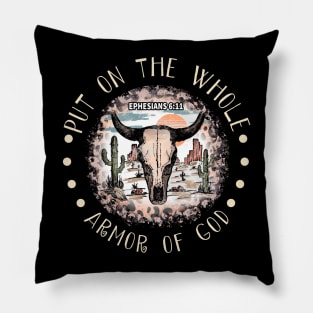 Put On The Whole Armor Of God Cactus Bull Desert Leopard Pillow