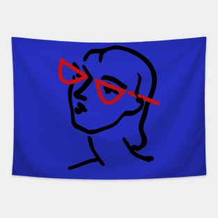 Henri Matisse's Woman Reimagined with Red Glasses Tapestry