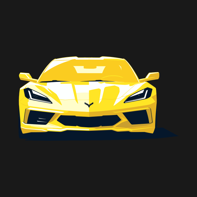 C8 Racing Accelerate Yellow sportscar retro design vintage style supercar Classic car vibes with a white C8 Retro flair for C8 enthusiasts by Tees 4 Thee