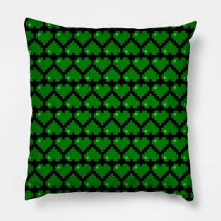 Seamless Pattern of Green Pixel Hearts Pillow