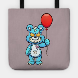 Evil Teddy bear with balloon Tote