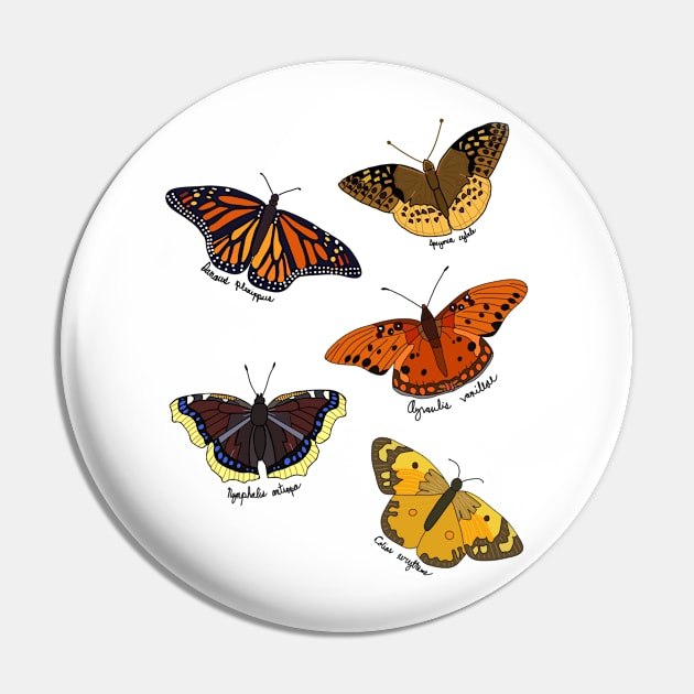 Orange and Brown Butterflies Pin by MoreThanADrop