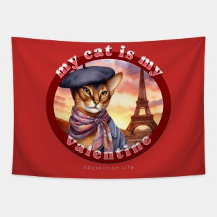 My French Valentine Cat Abyssinian Life 05A Tapestry