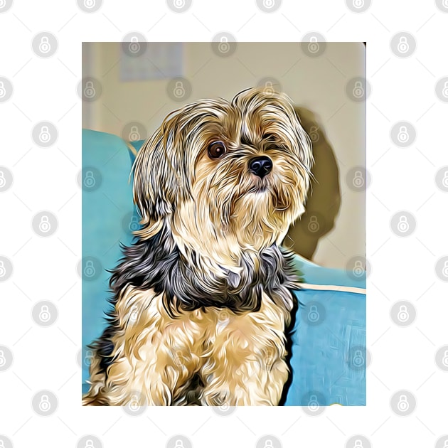 Cute Yorkshire Terrier Yorkie Puppy Digital Art by AdrianaHolmesArt