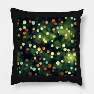 Christmas Tree Watercolor Bokeh Christmas Lights Design Pillow